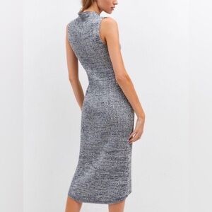 🤍Daily Practice by Anthropology Ribbed Mock Neck Midi Sweater Dress Blue Heather